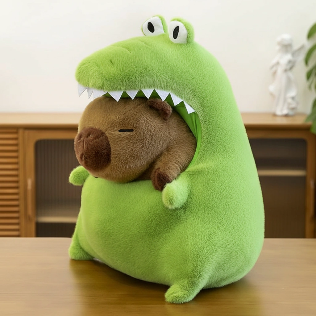 Kawaii Capybara Plush in Crocodile Pajamas