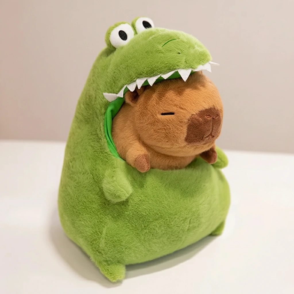 Kawaii Capybara Plush in Crocodile Pajamas