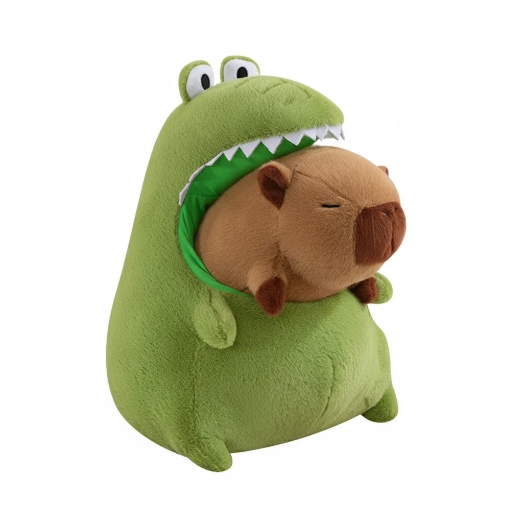 Kawaii Capybara Plush in Crocodile Pajamas