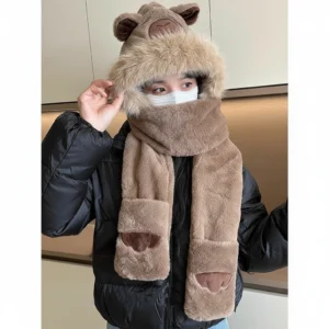 Adult Capybara 3-in-1 Hooded Scarf with Gloves
