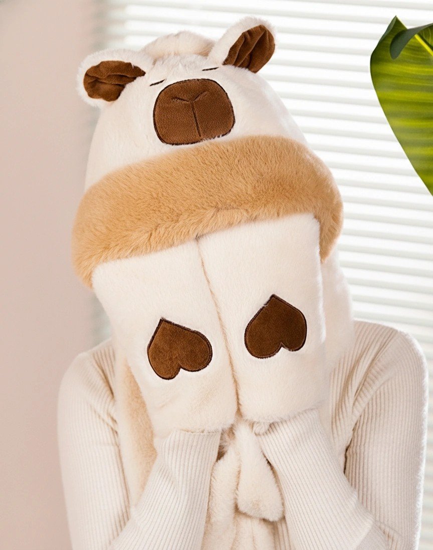 Capybara Plush Hat Scarf Set
