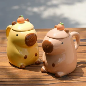 Capybara Shaped Mug with Orange Lid