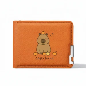 Capybara Orange Textured Bi-Fold Wallet