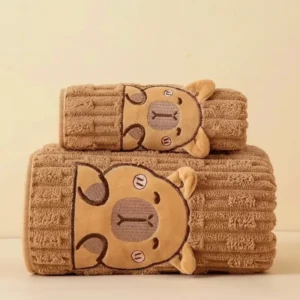 Capybara Embroidered Bath Towel
