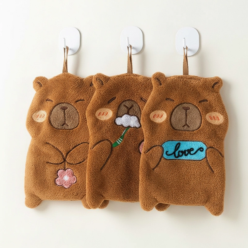 Capybara Plush Hand Towel Set