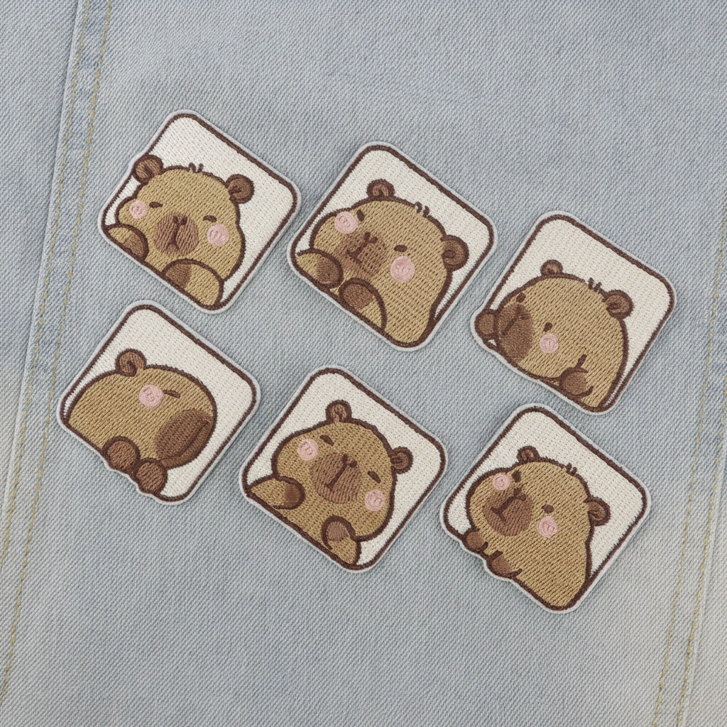 Square Capybara Iron-On Patches