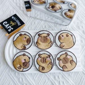 Round Capybara Embroidered Patches