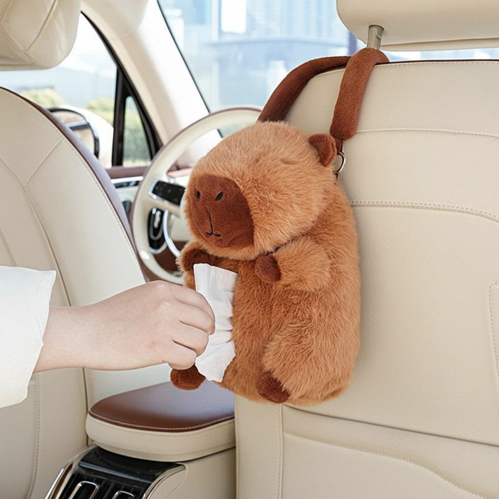 Capybara Plush Car Tissue Box Holder