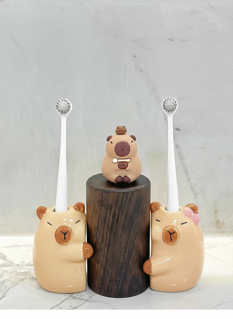 Capybara Couple Toothbrush Holder Set