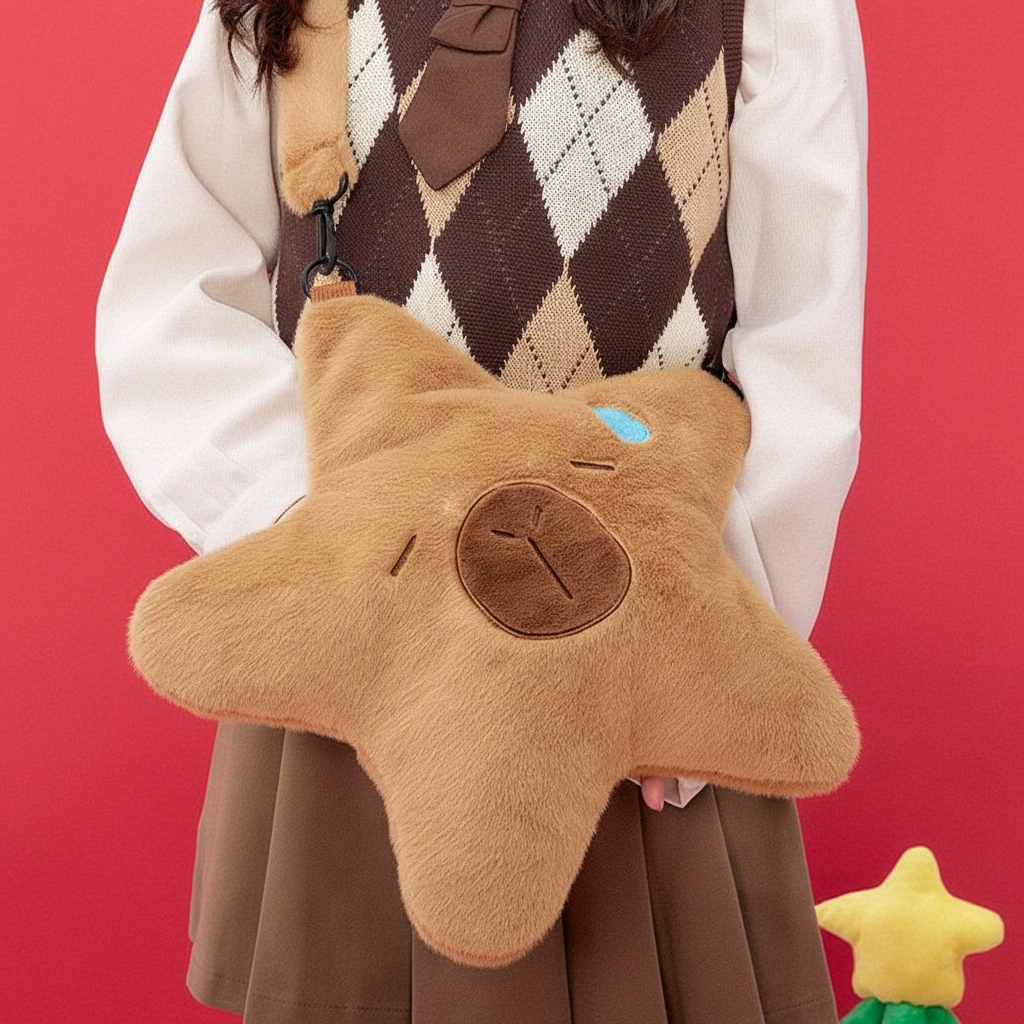 Star Shaped Capybara Plush Bag