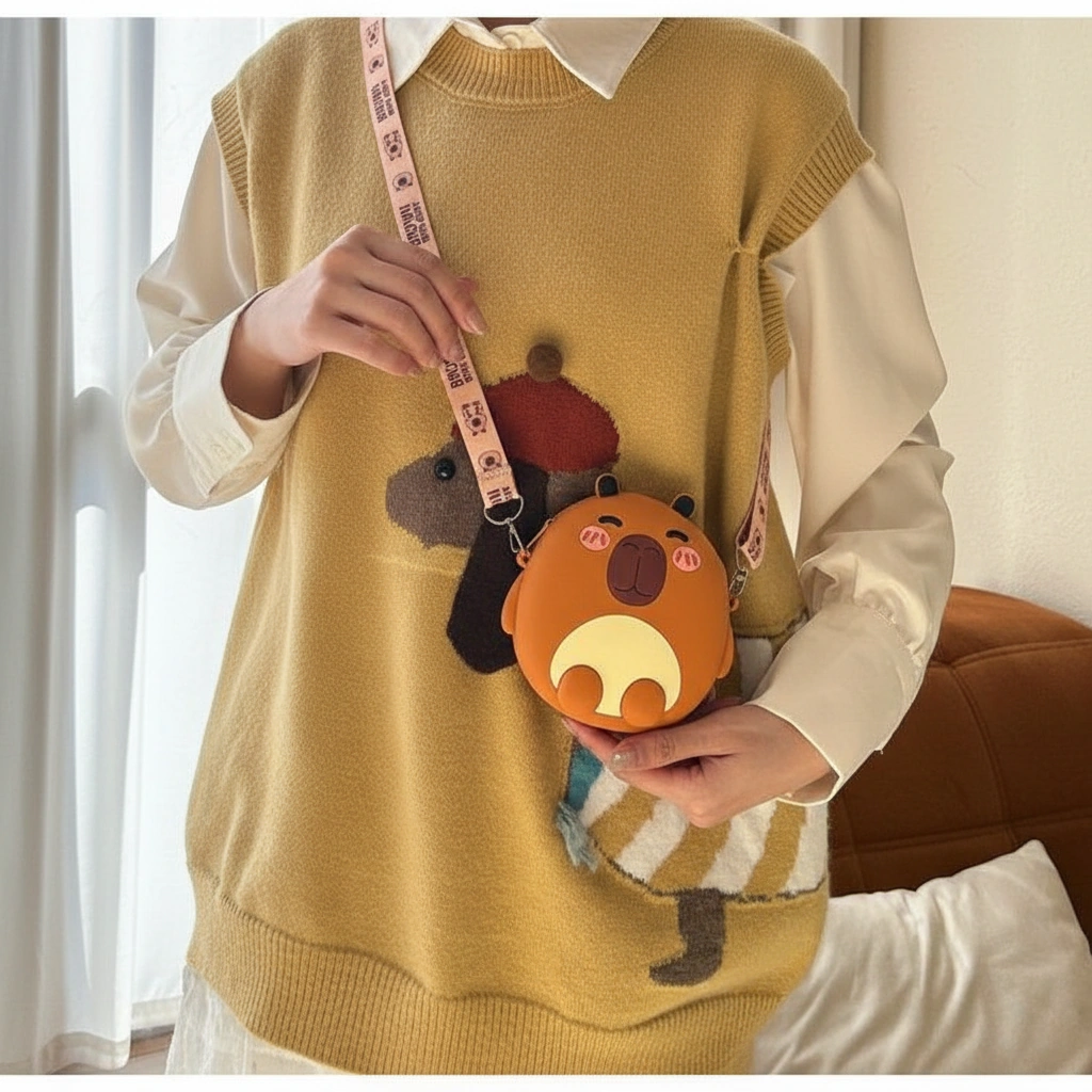 Capybara Mini Crossbody Purse Round Coin Bag