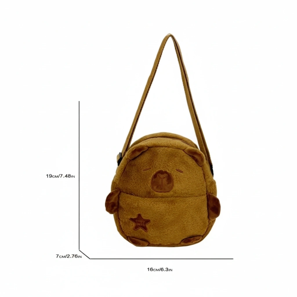 Brown Capybara Plush Shoulder Bag