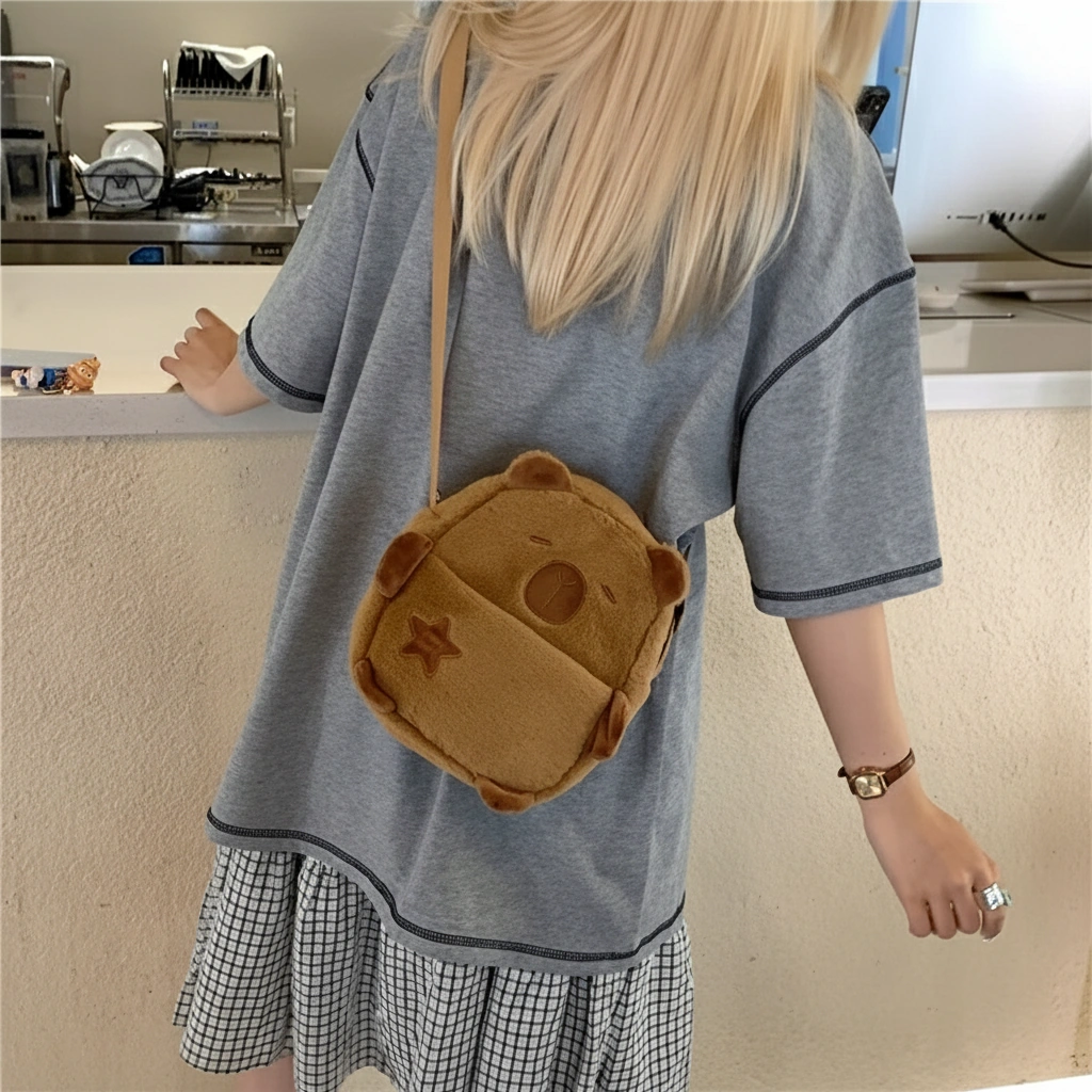 Brown Capybara Plush Shoulder Bag