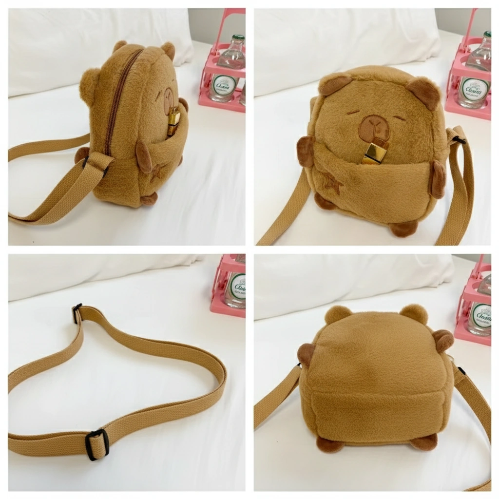 Brown Capybara Plush Shoulder Bag