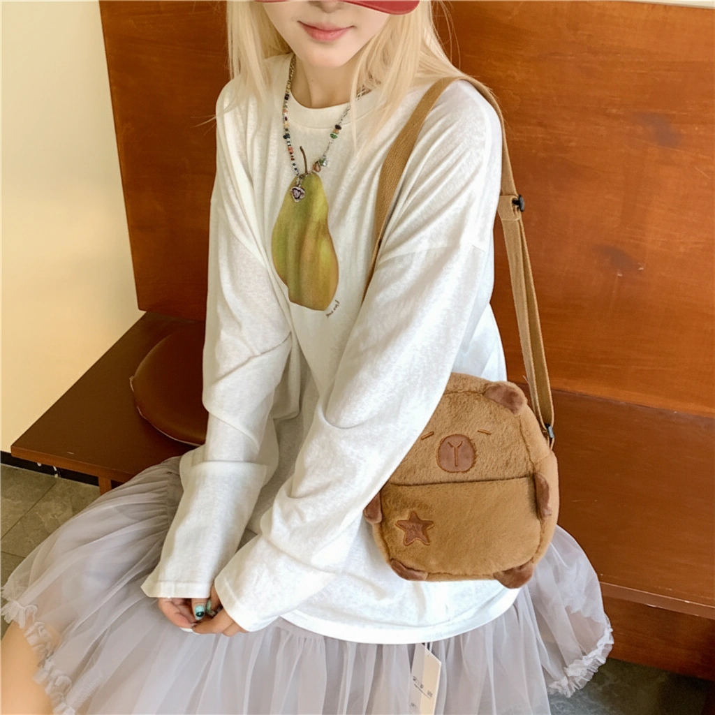 Brown Capybara Plush Shoulder Bag