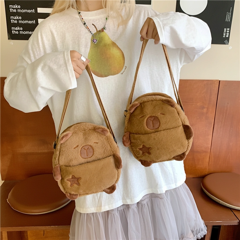 Brown Capybara Plush Shoulder Bag