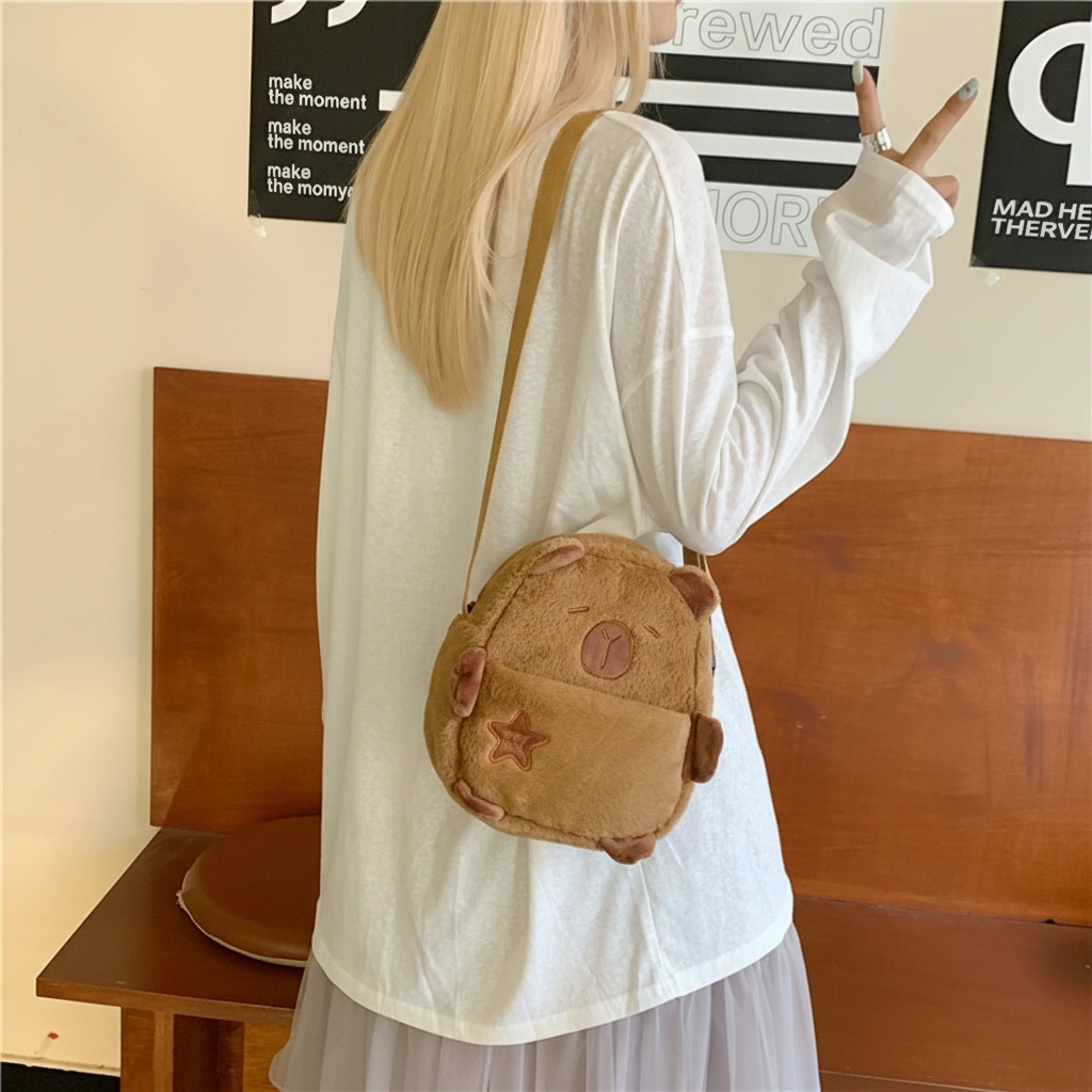 Brown Capybara Plush Shoulder Bag