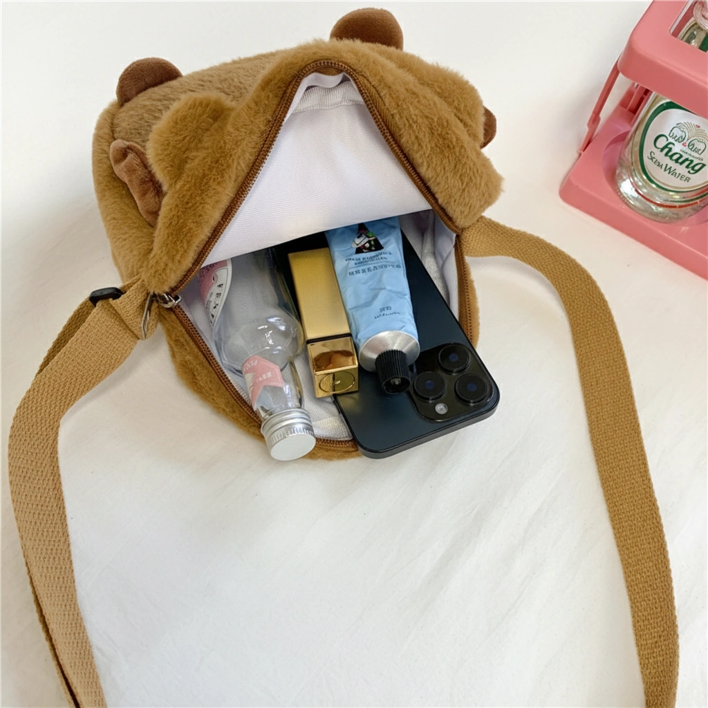 Brown Capybara Plush Shoulder Bag