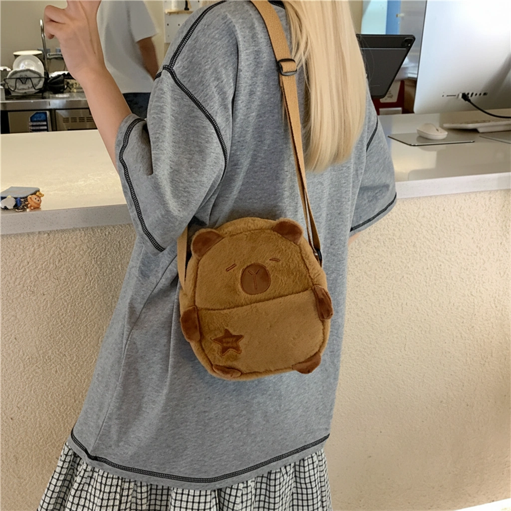 Brown Capybara Plush Shoulder Bag