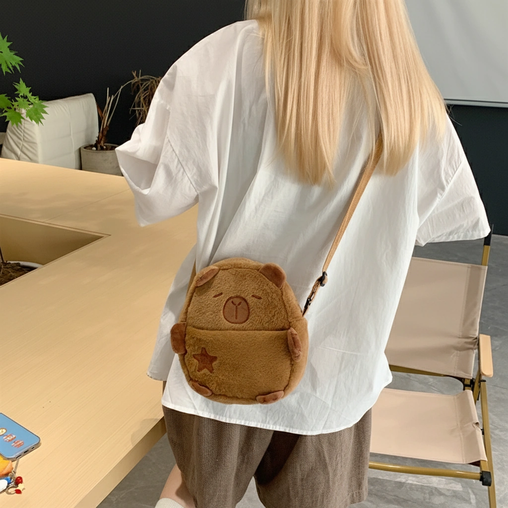 Brown Capybara Plush Shoulder Bag