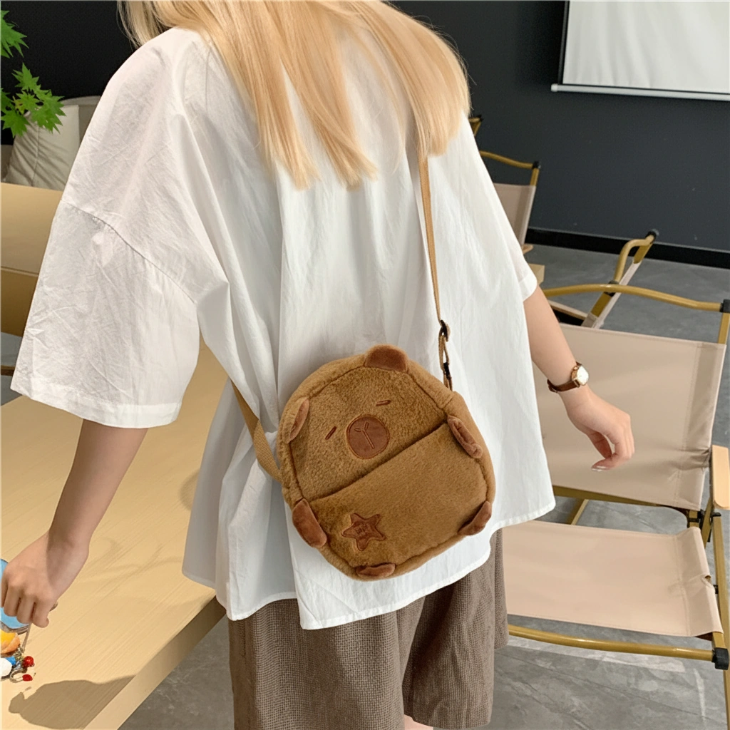 Brown Capybara Plush Shoulder Bag
