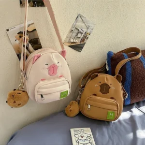 Cute Capybara Mini Crossbody Bag with Plush Charm
