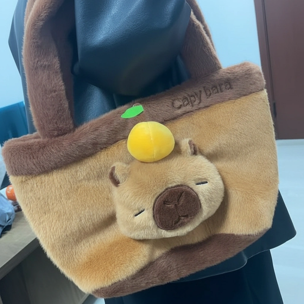 Capybara Plush Tote Bag