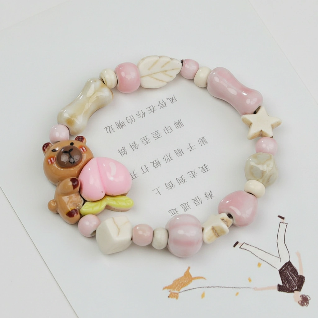 Capybara Foodie Series Elastic Beaded Bracelet