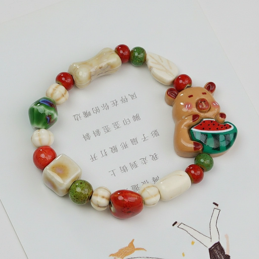 Capybara Foodie Series Elastic Beaded Bracelet