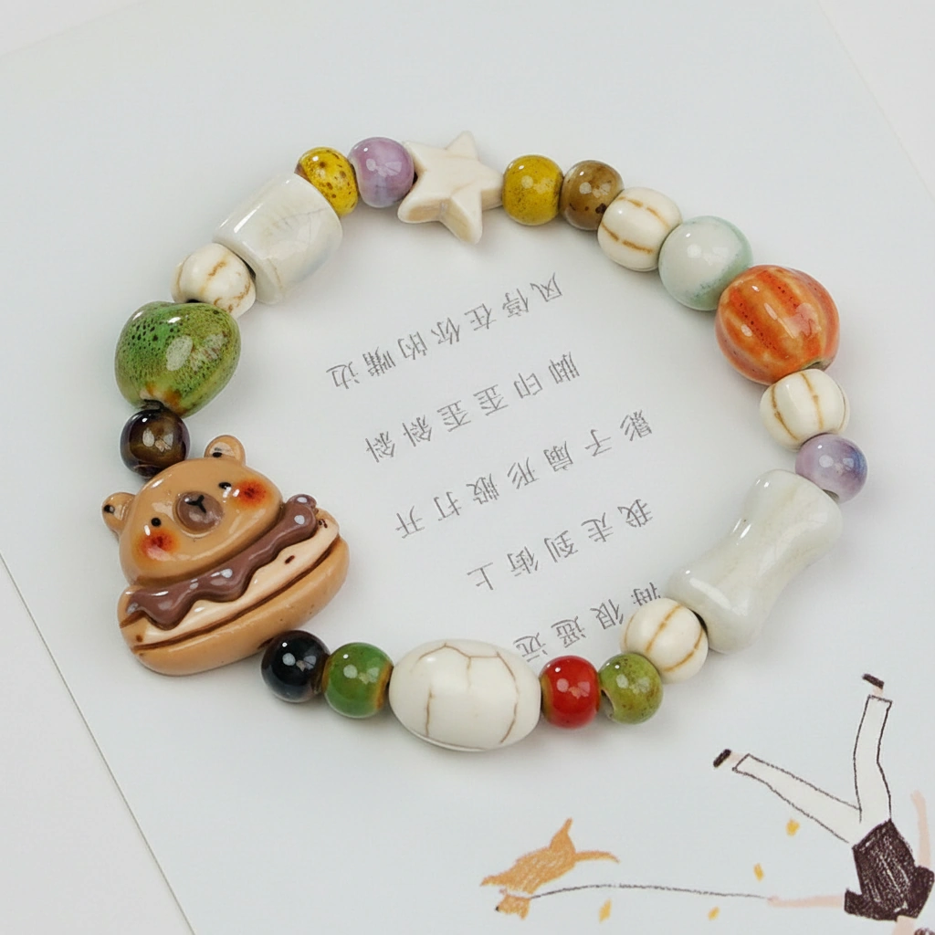 Capybara Foodie Series Elastic Beaded Bracelet