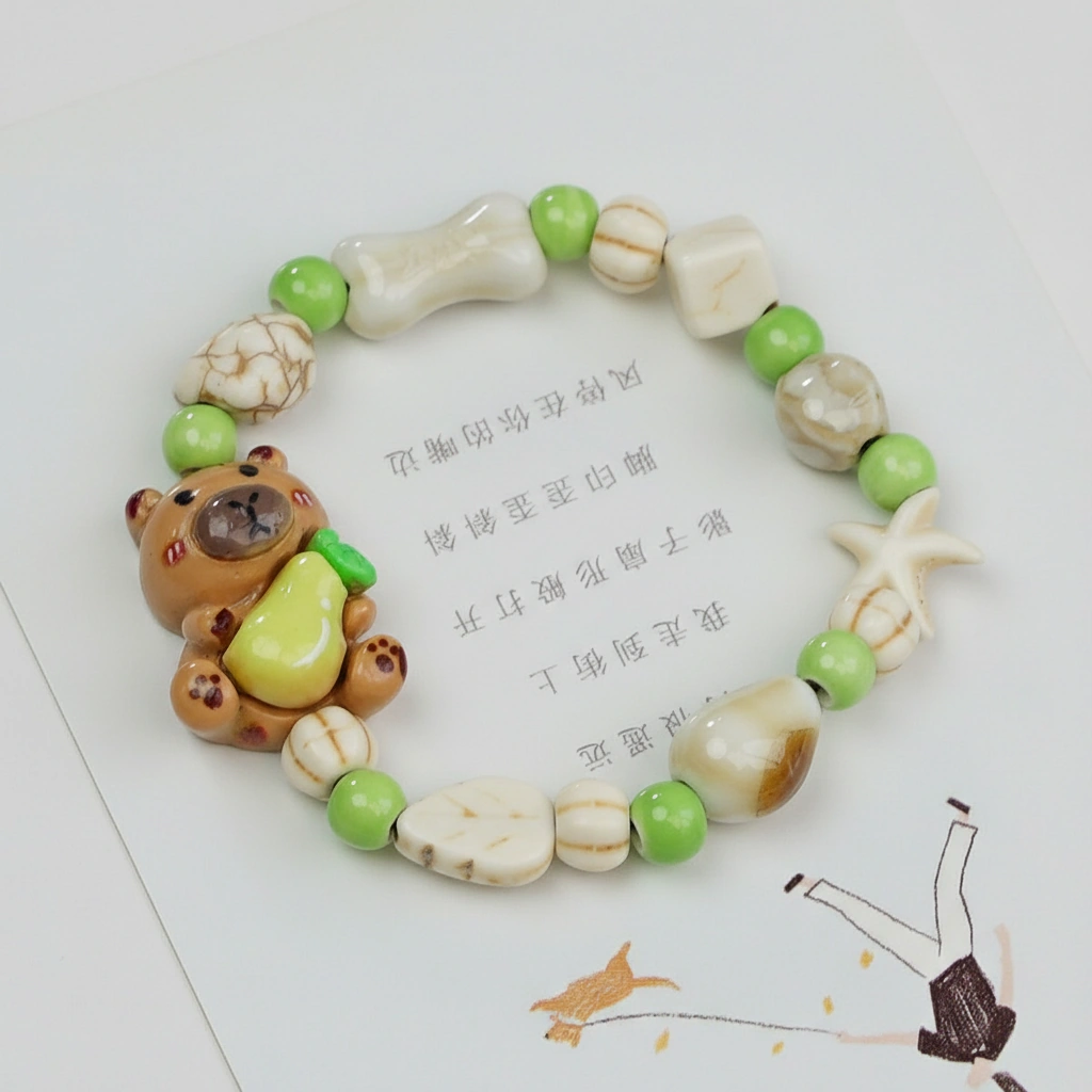 Capybara Foodie Series Elastic Beaded Bracelet