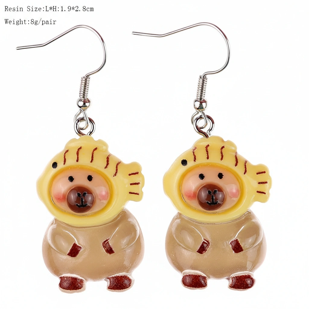 Luminous Capybara Dangle Ear Hooks