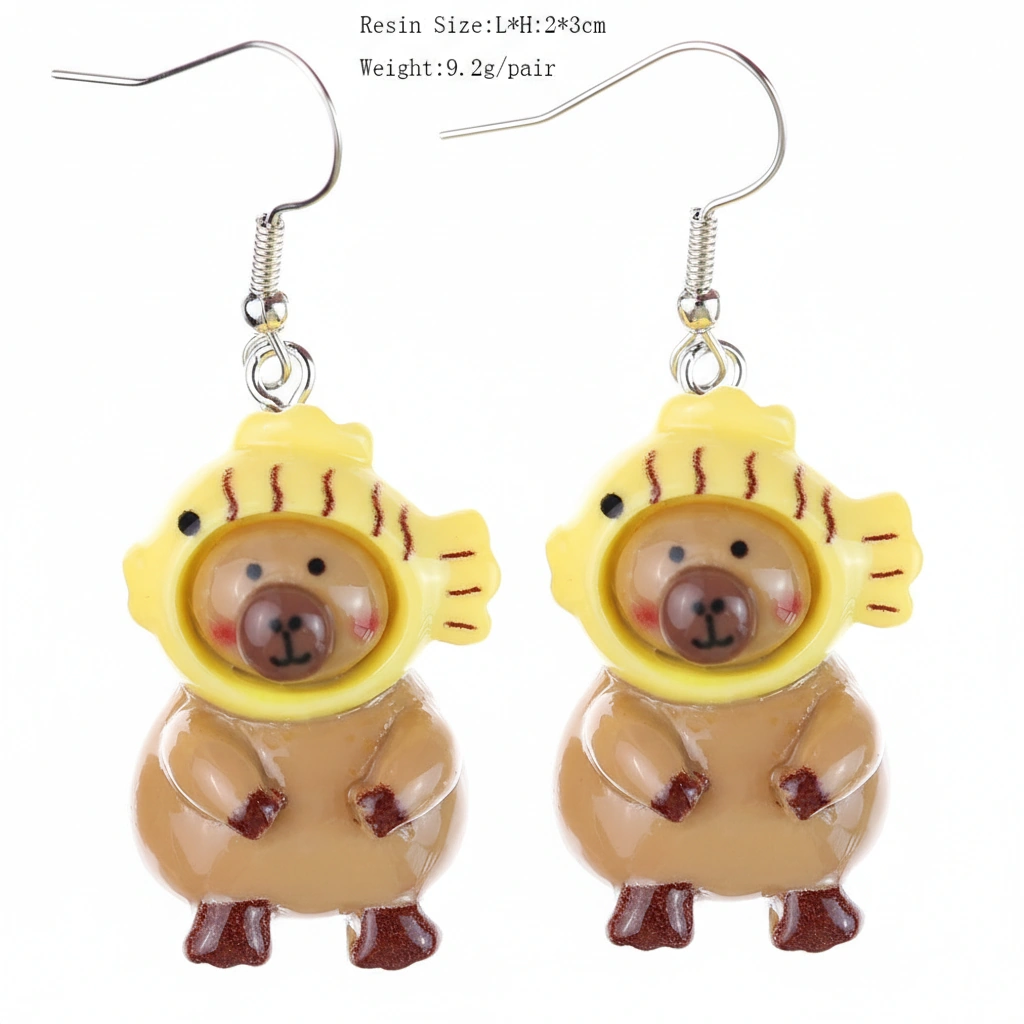 Luminous Capybara Dangle Ear Hooks