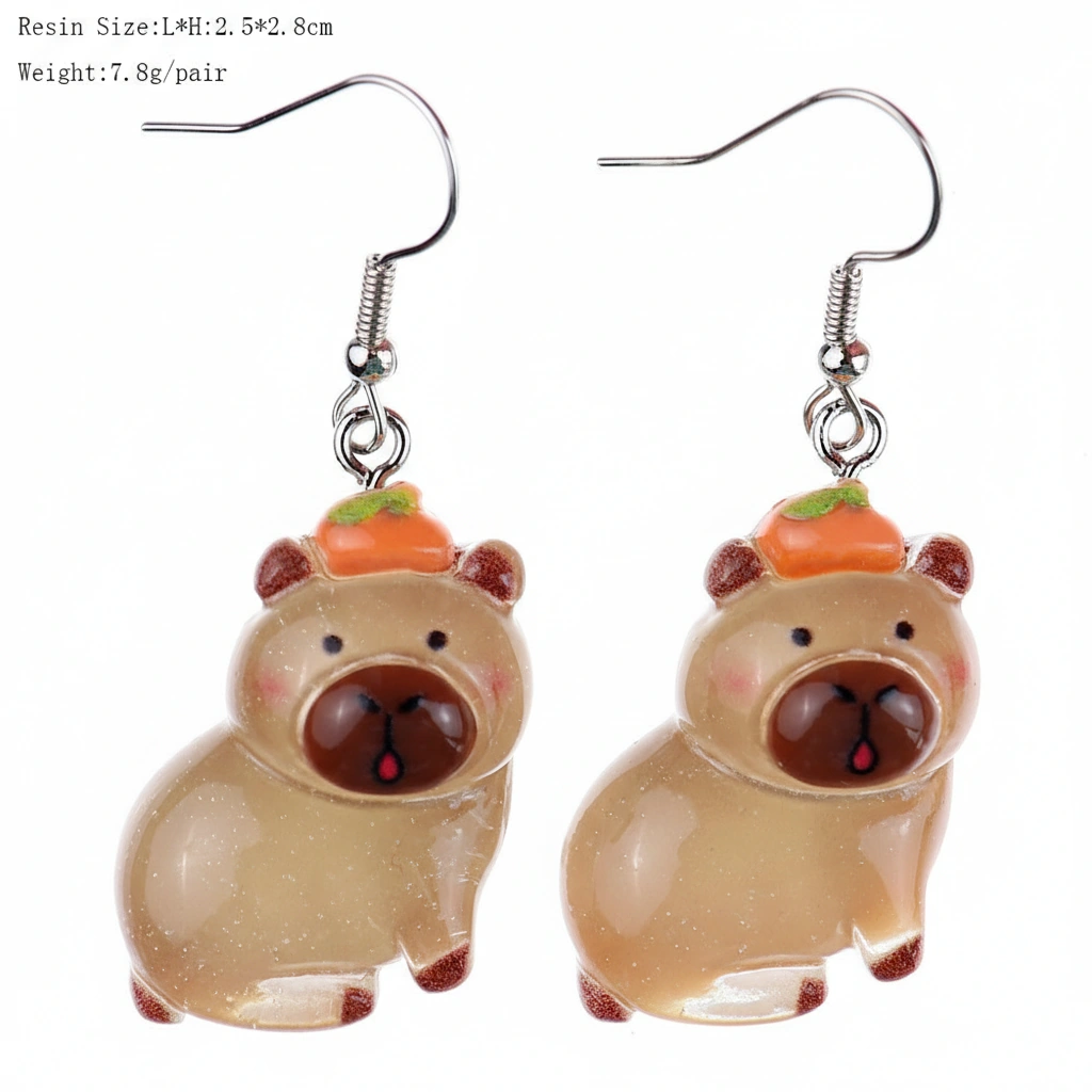 Luminous Capybara Dangle Ear Hooks