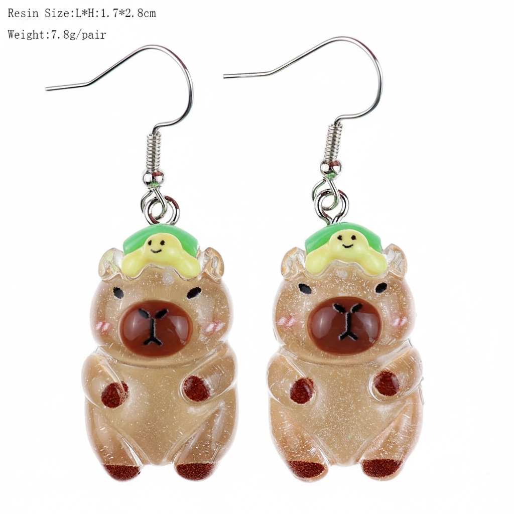 Luminous Capybara Dangle Ear Hooks