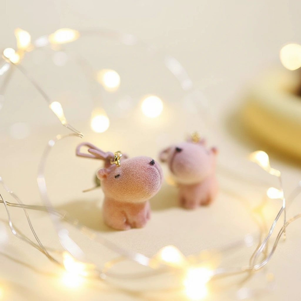 A pair of sweet pink capybara stud earrings with a glossy finish, available in both S925 silver needles and comfortable clip-on styles.