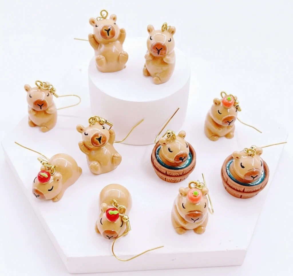 3D Capybara Dangle Ear Hooks