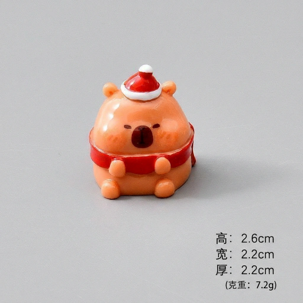 Christmas Capybara Mini Figure Set Holiday Themed Festive Animal Ornaments