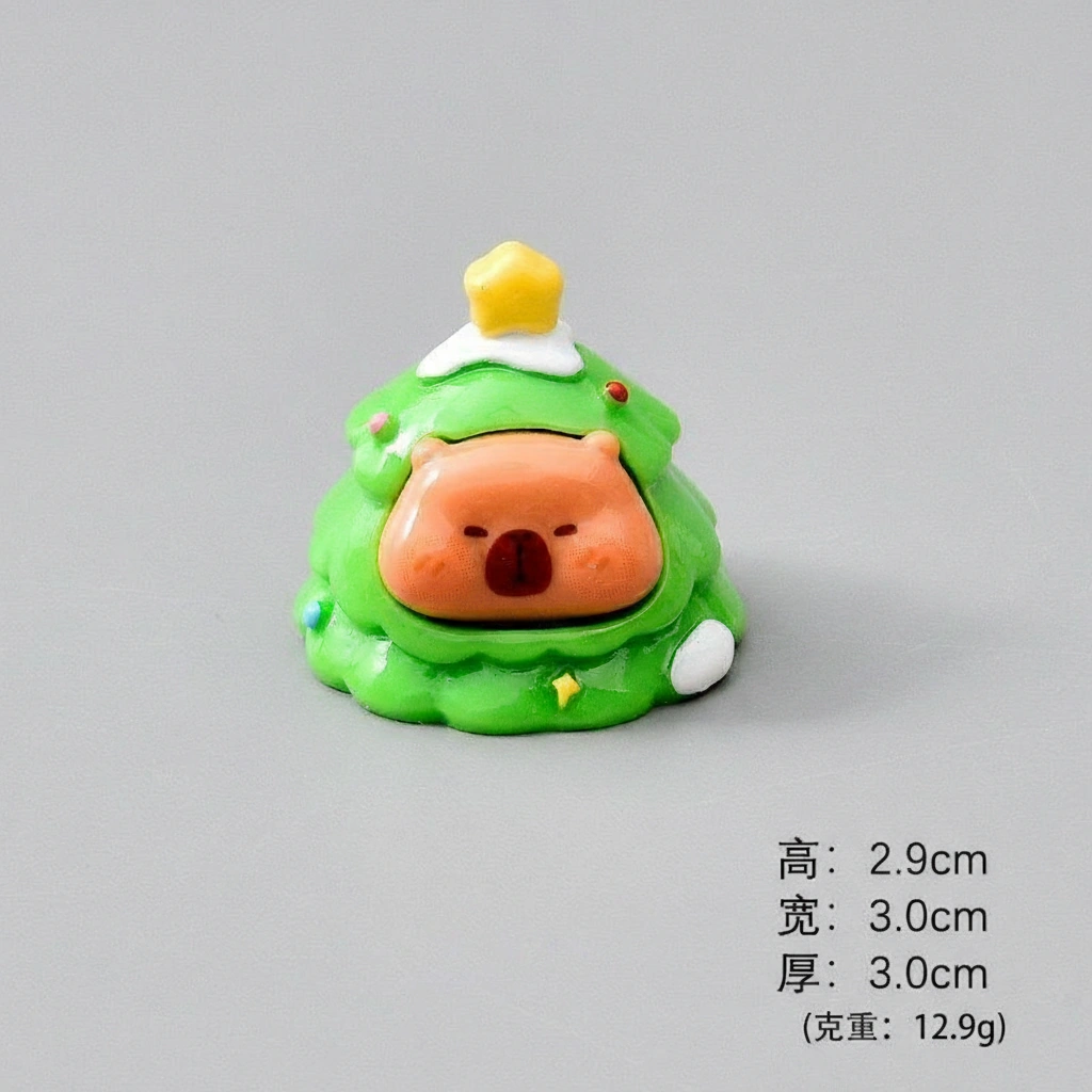 Christmas Capybara Mini Figure Set Holiday Themed Festive Animal Ornaments