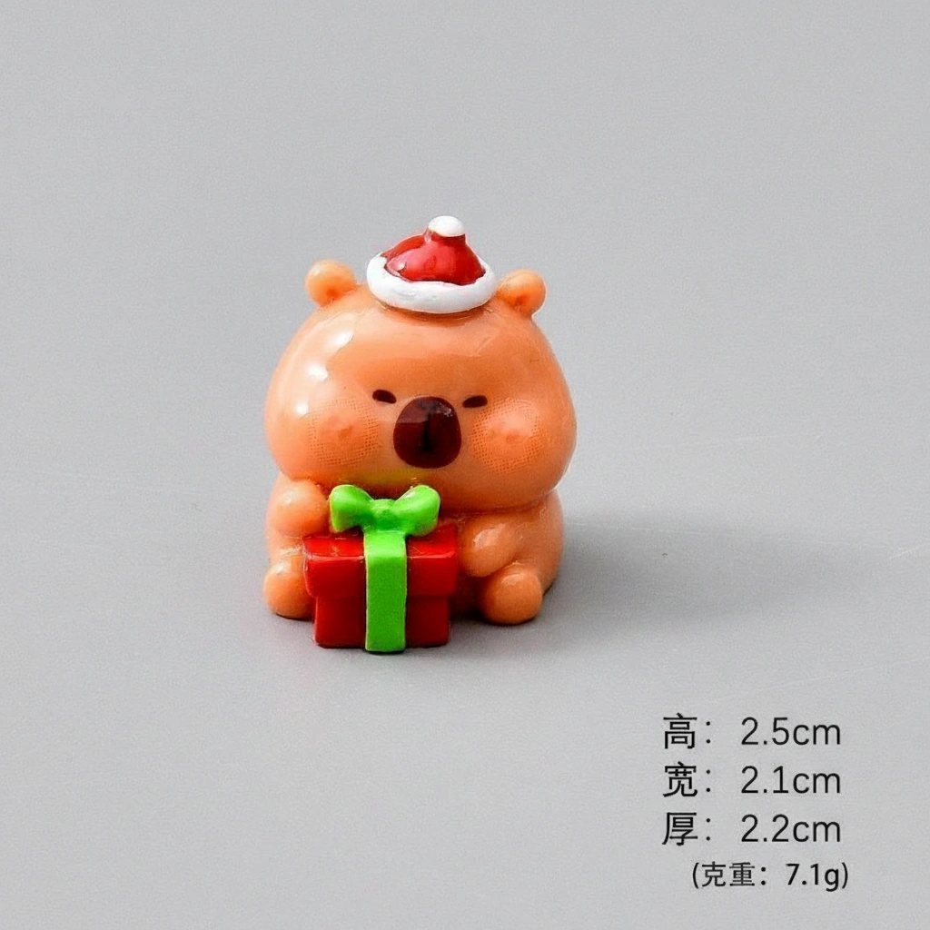 Christmas Capybara Mini Figure Set Holiday Themed Festive Animal Ornaments