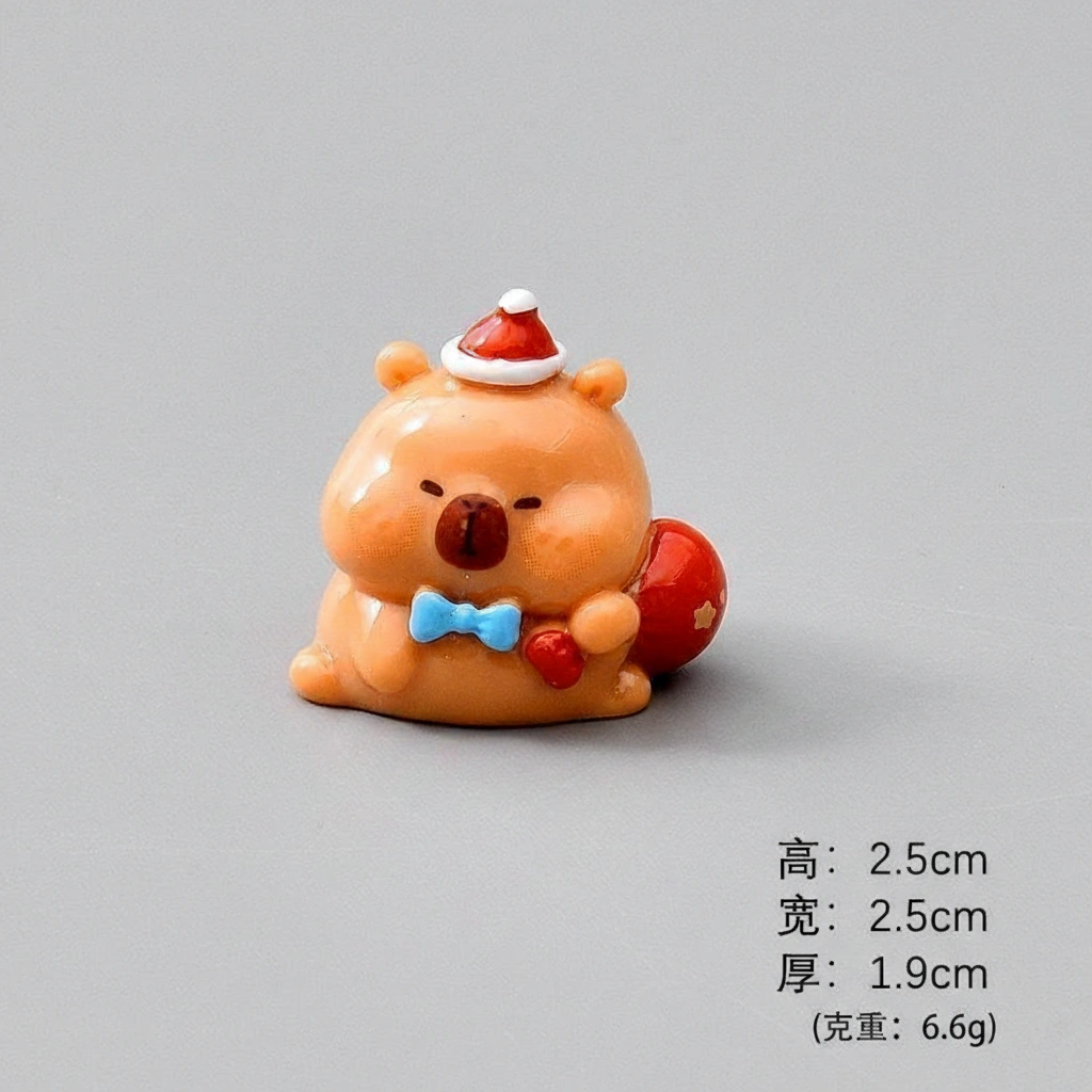 Christmas Capybara Mini Figure Set Holiday Themed Festive Animal Ornaments