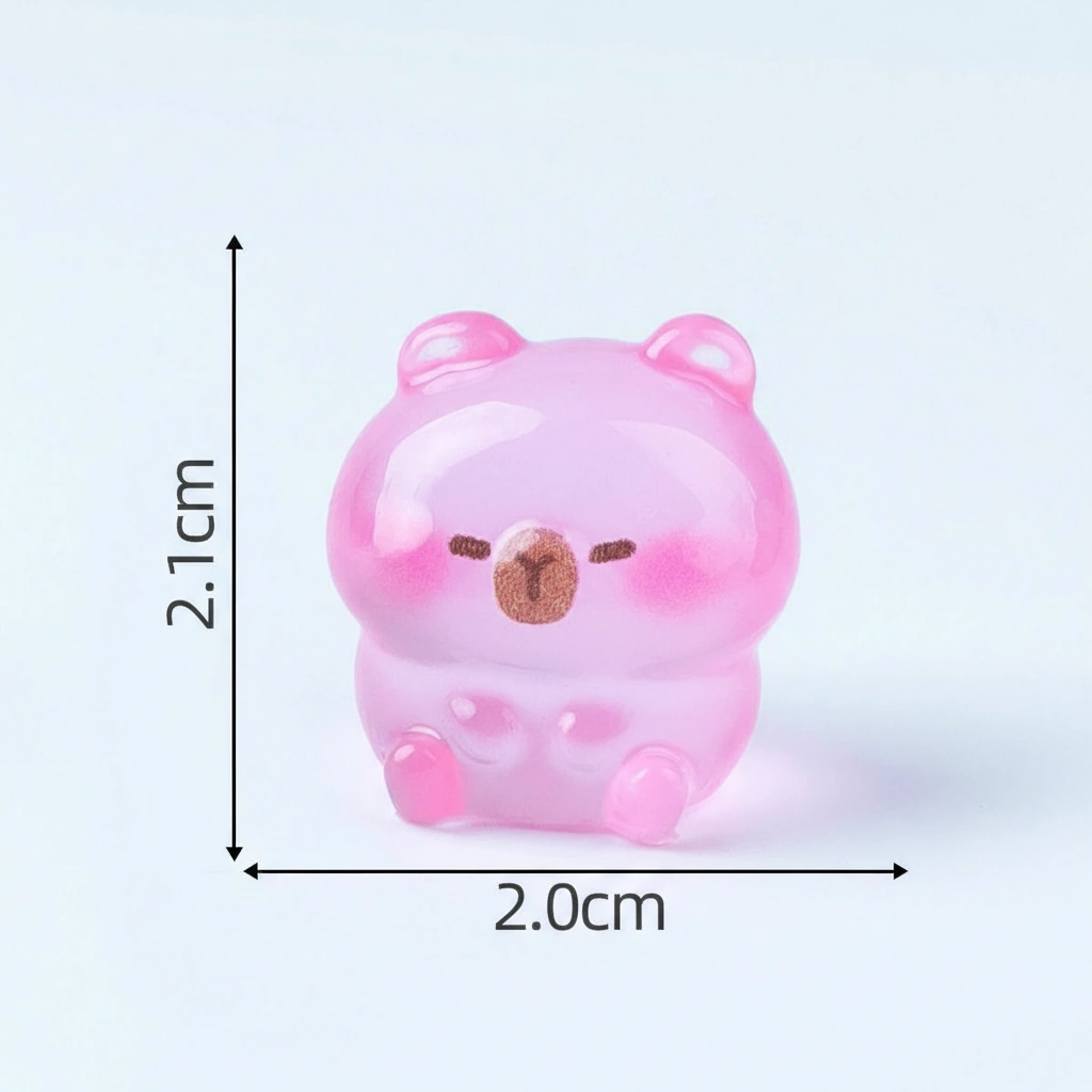 6-Piece Colorful Luminous Mini Capybara Figure Set - Glow-in-the-Dark 2.1cm Tiny Animal Charms