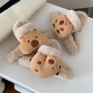 Plush Capybara Hair Claw Clip - Fuzzy Faux Fur Shark Jaw Design - Updo Holder