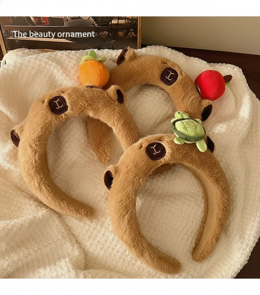 Capybara Plush Headband with 3D Charms