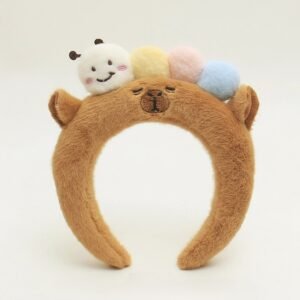 Capybara Plush Headband with 3D Caterpillar
