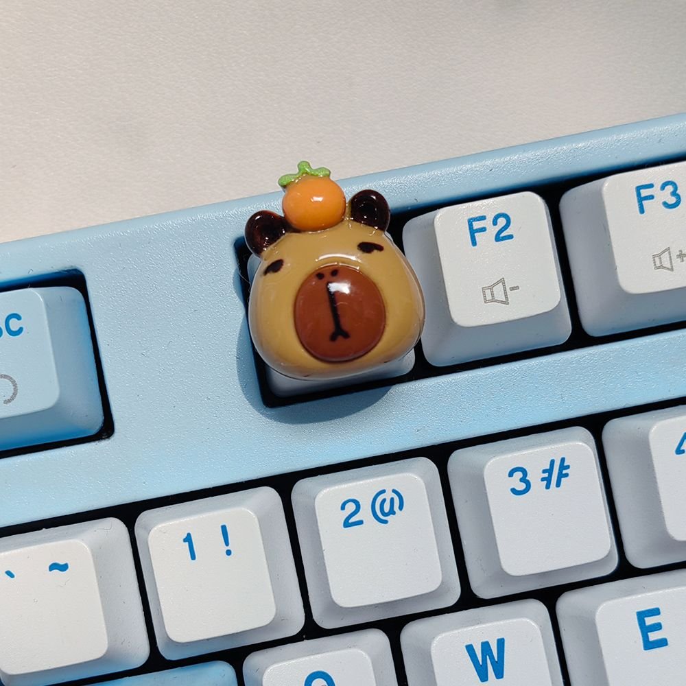 Capybara Keycap with Orange