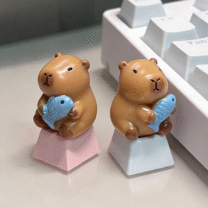 Capybara Holding Blue Fish Keycap