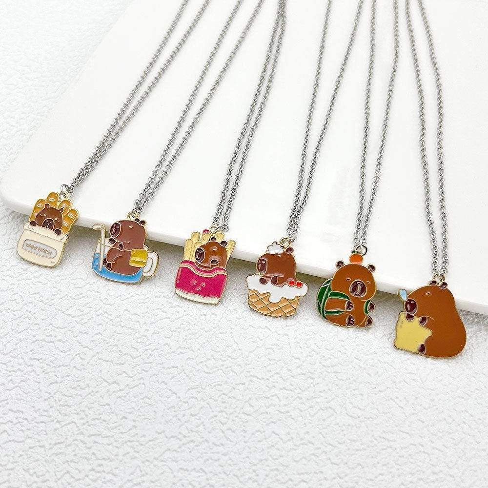 Capybara Enamel Pendant Necklace