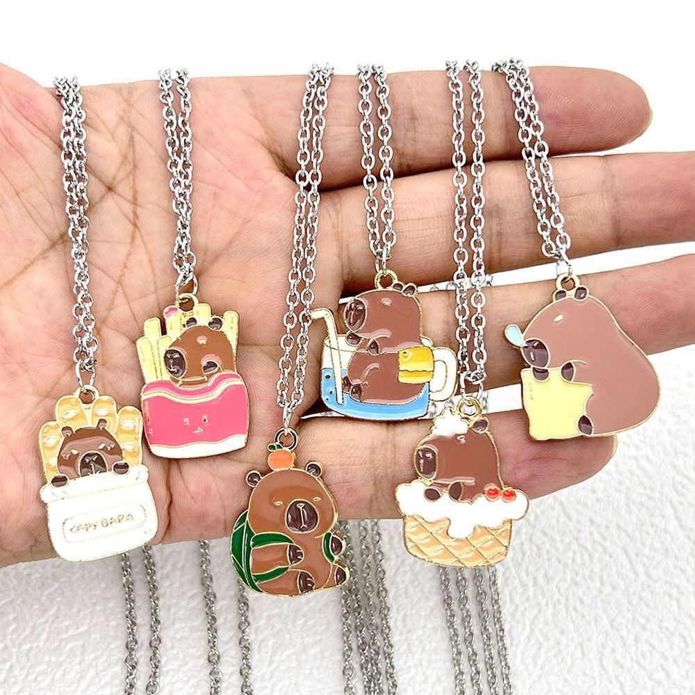 Capybara Enamel Pendant Necklace