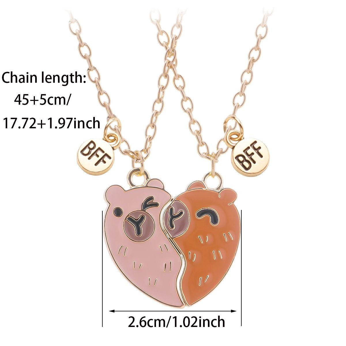 Capybara Heart BFF Necklace